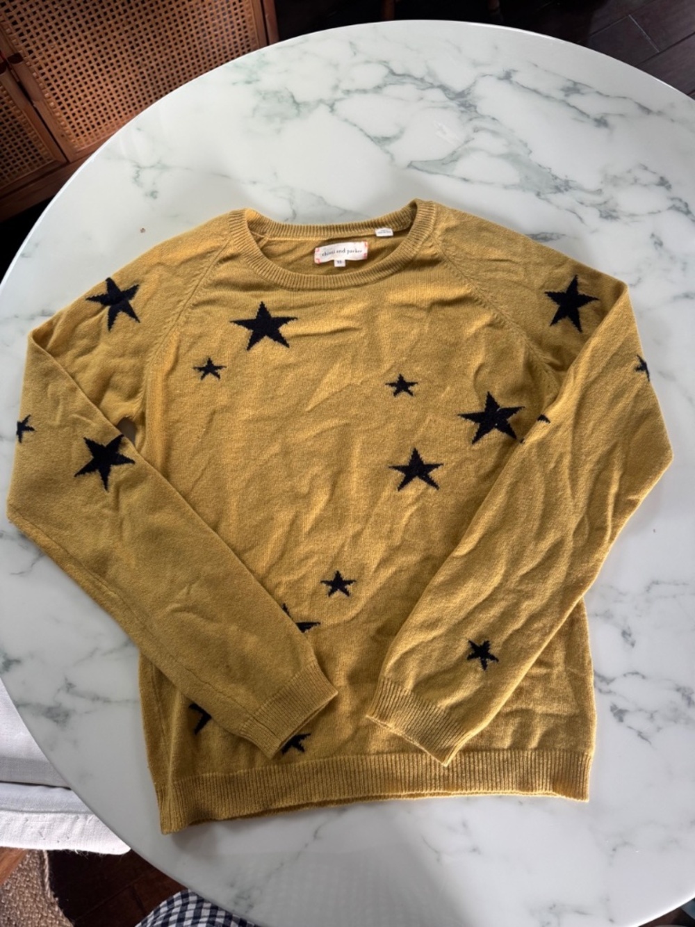 Chinti and Parker 100% Cashmere Star Sweater Mustard XS